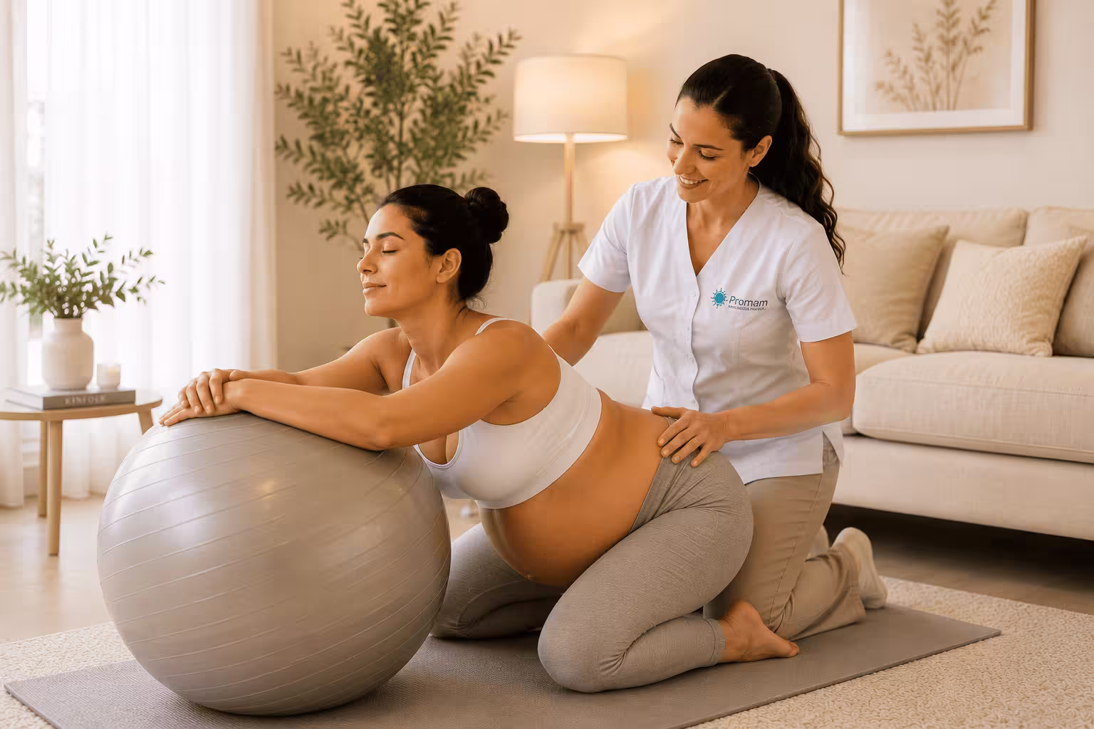Sesión de kinesiología prenatal Promam a domicilio